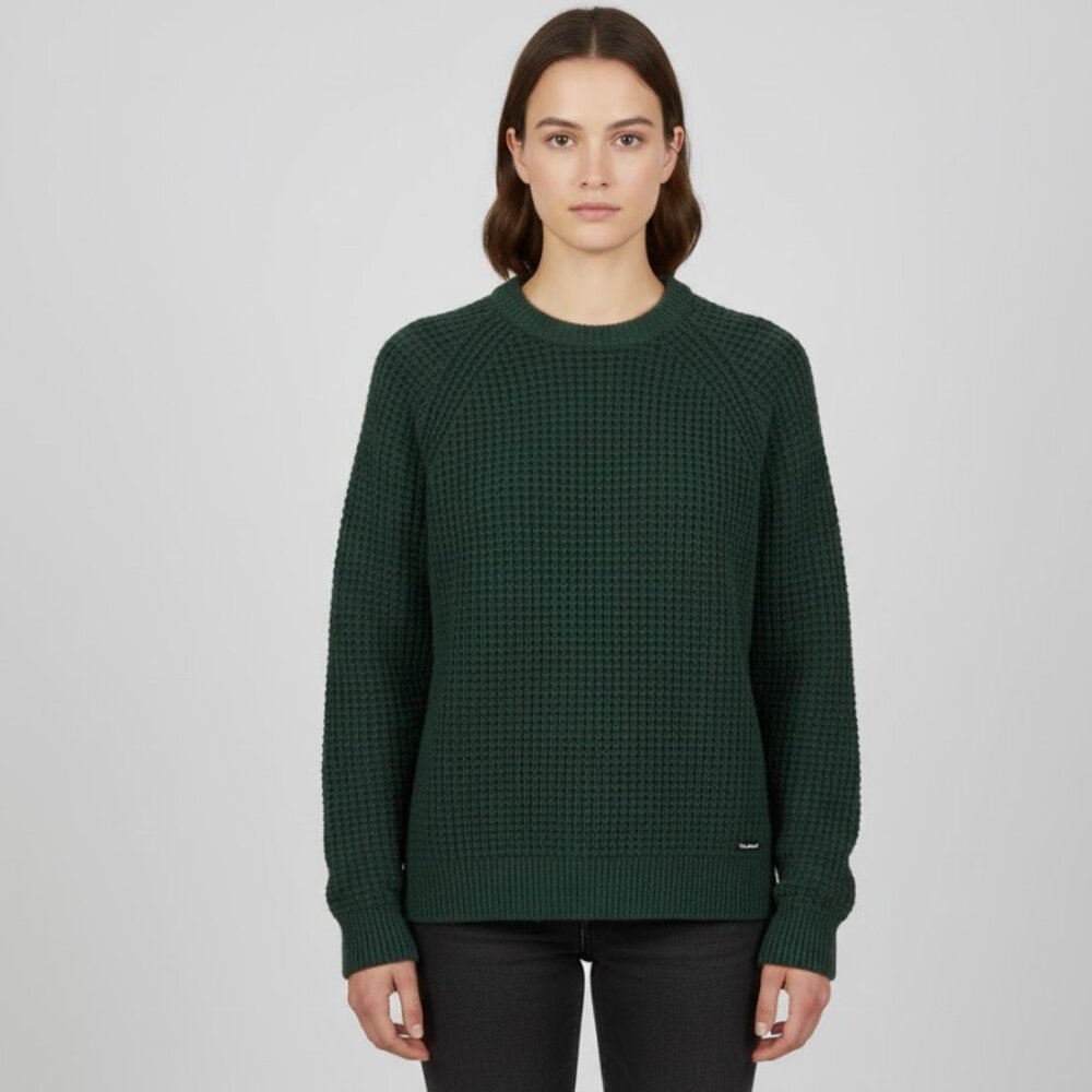 🖤THREADBARE Forest Green Wool Blend Waffle Knit Sweater Womens XL Cozy Knit